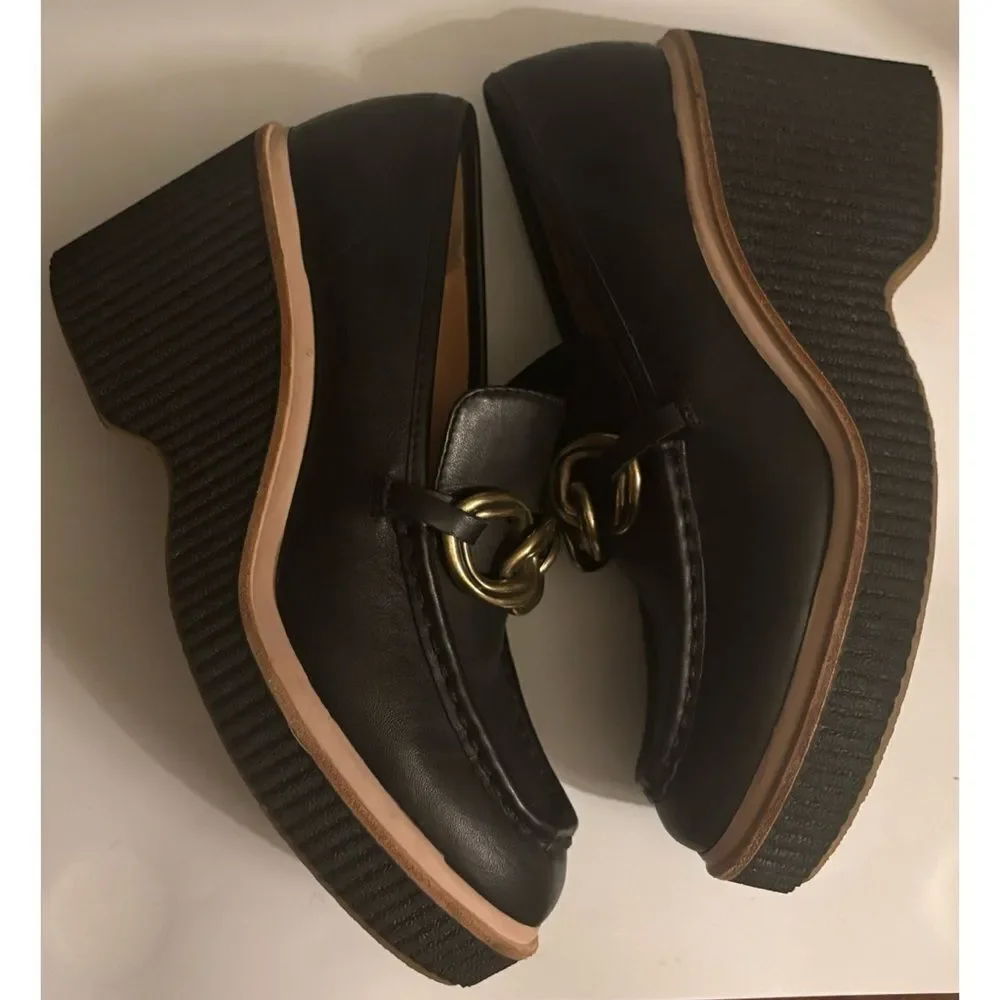 DOLCE VITA Leather Brenan Wedges in Black Size 9.5